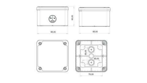 Bemis  Vidalı Kapak 95x95x60 IP67 BB1-0431-0086